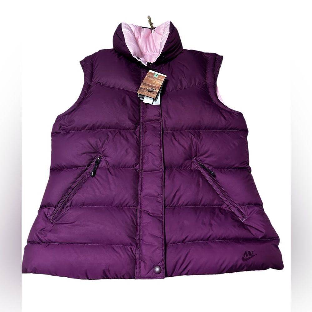 Nike Reversible 550 Fill Down Puffer Vest Women’s L Purple Pink NWT